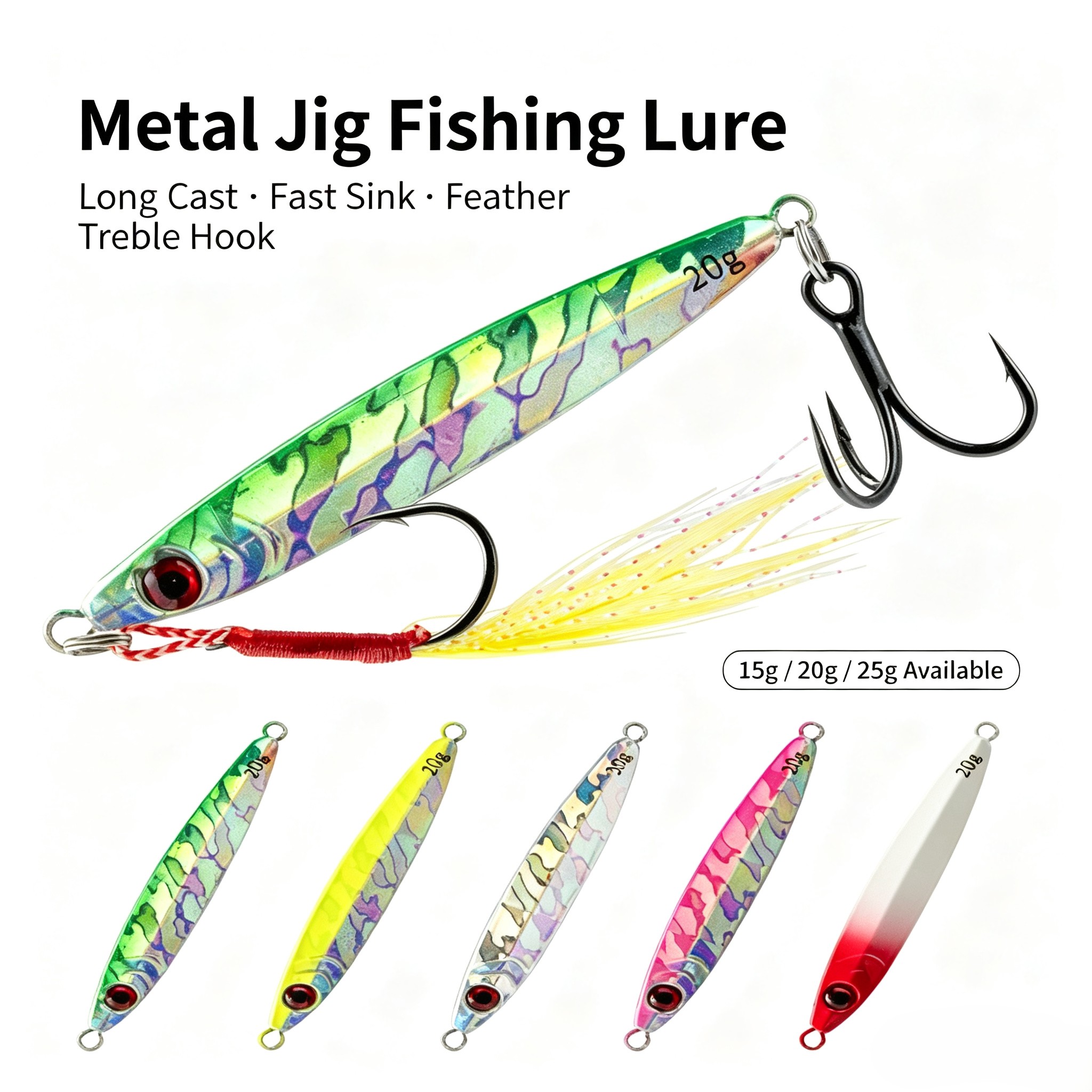 Fishing Hook Treble - Juego de 3 señuelos de metal,